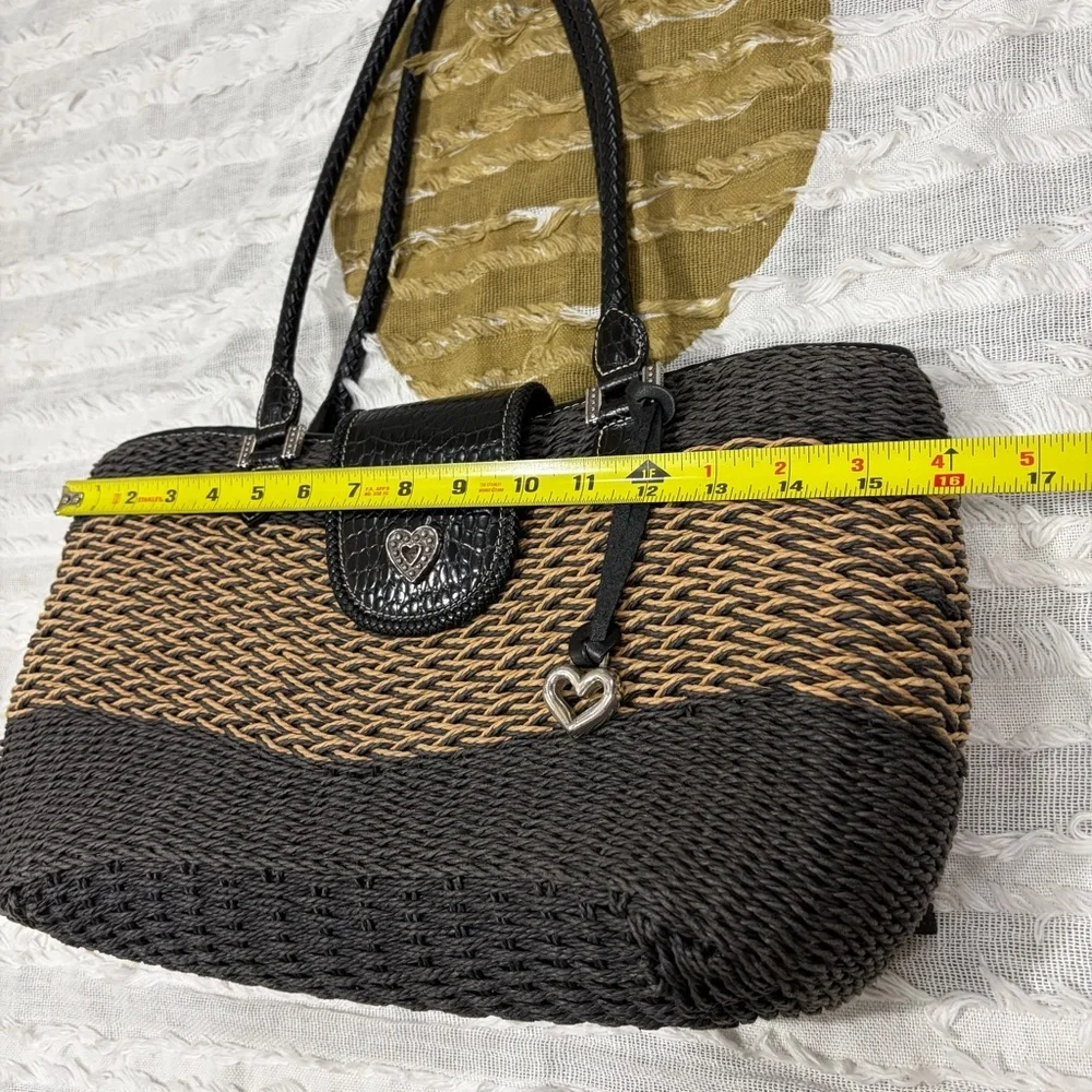 Brighton Savannah Black & Cream Woven Shoulder Bag Lined 16